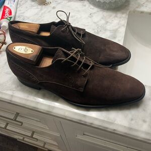 Ermenegildo Zegna Men's Brown Suede Derby Shoes - Classic Lace-Up